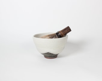 Japanese Shigaraki Ceramic Cloud White Tea Bowl