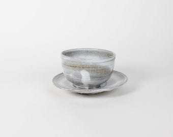 Japanese Shigaraki Ceramic Tea Bowl and Saucer (Set)