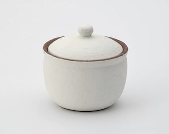 Japanese Shigaraki Ceramic Salt Jar, White (Large)