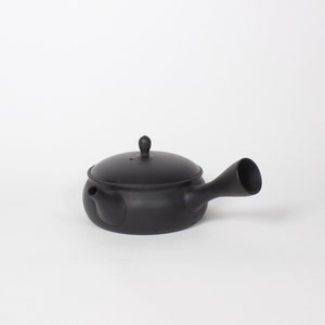 Japanese Tokoname Ceramic Kyusu Round Tea Pot, Black