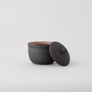 Japanese Shigaraki Ceramic Salt Jar, Large Black image 2