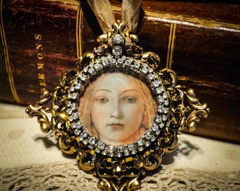 Handmade Renaissance Brass Cabochon Magnet or Ornament