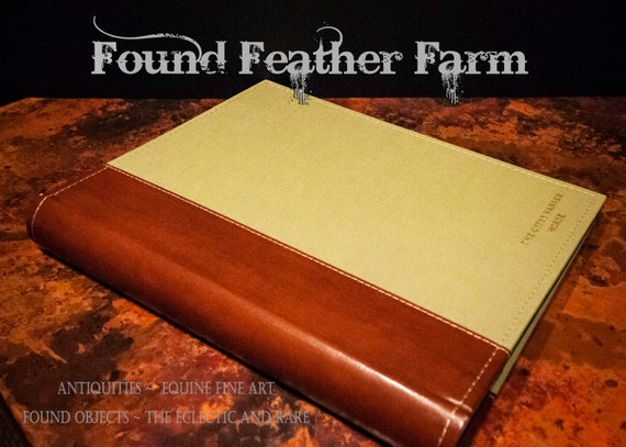 Photo Album Tobacco Leather and Sage Cloth Embossed with "The Gypsy Vanner Horse" in Gold