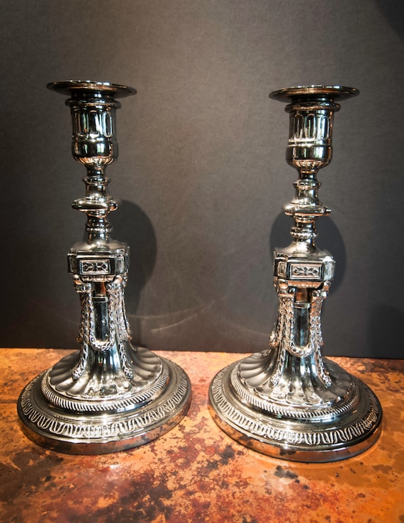 Heavy Vintage Silver Plate Candlesticks