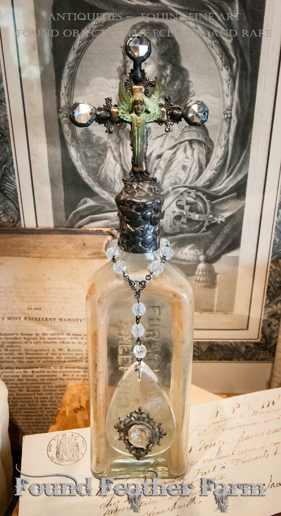 Handmade Antique Glass Cross Bottle ~ Unearthed Artifact Series