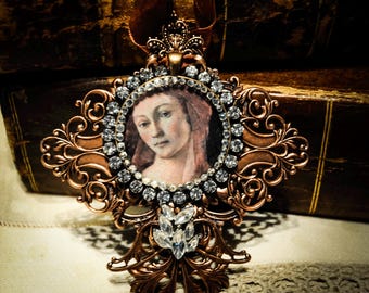 Handmade Renaissance Copper Cabochon Magnet or Ornament