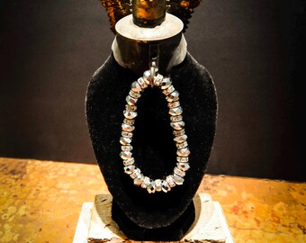 Winged Velvet and Antique Wood Jewelry Display Stand