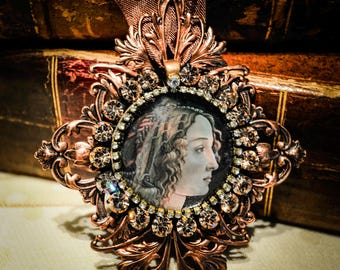 Handmade Renaissance Copper Cabochon Magnet or Ornament