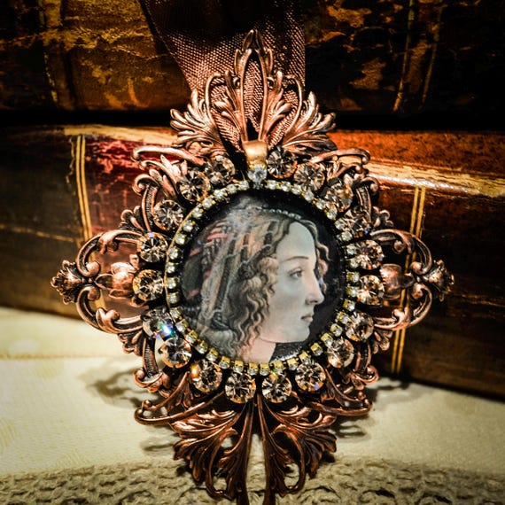 Handmade Renaissance Copper Cabochon Magnet or Ornament