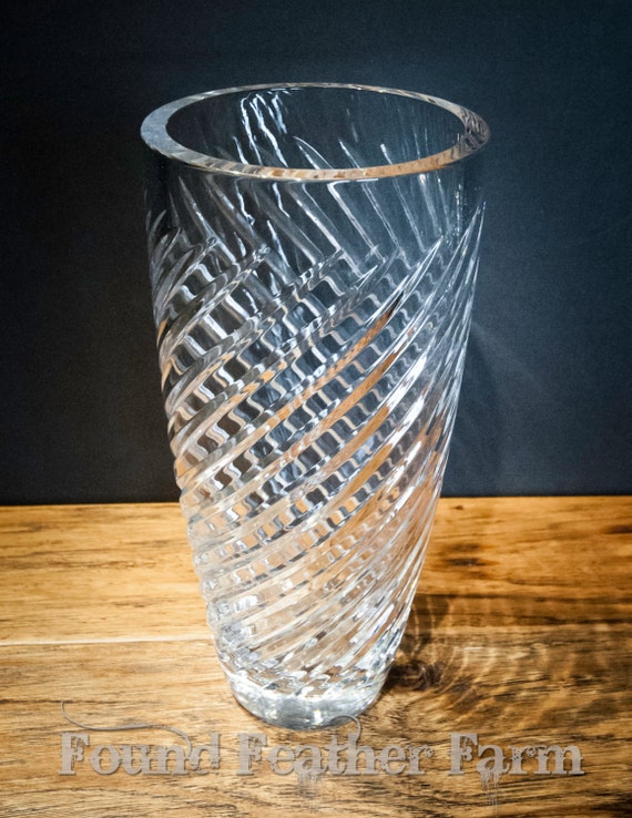 Heavy Vintage Reidel Lead Crystal Swirl Vase