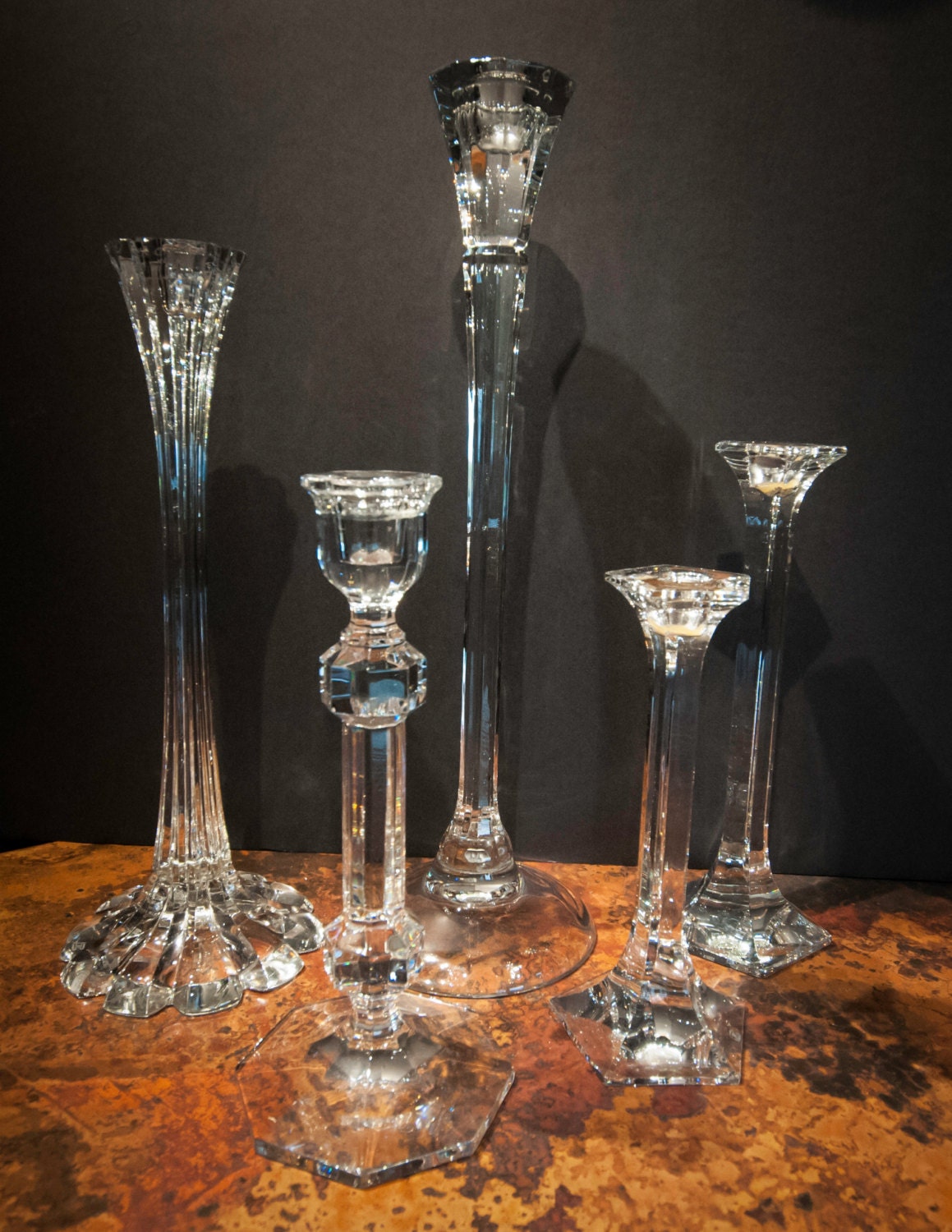 Vintage Tall Lead Crystal Candlestick