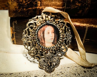 Handmade Renaissance Brass Cabochon Magnet or Ornament