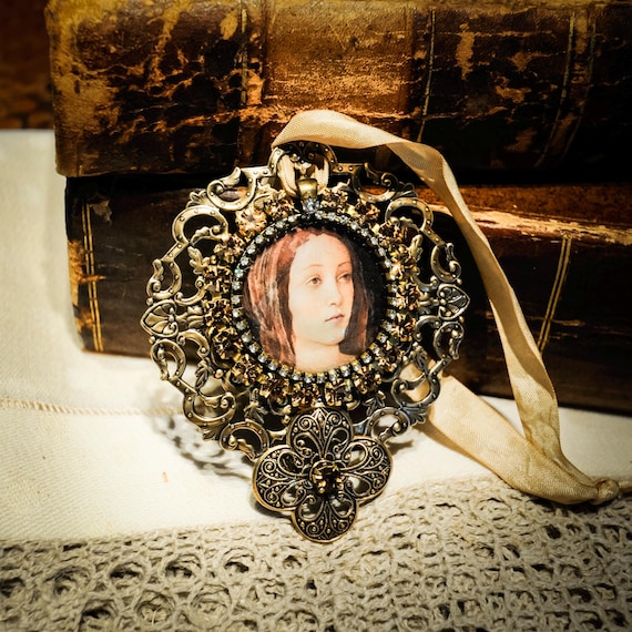 Handmade Renaissance Brass Cabochon Magnet or Ornament