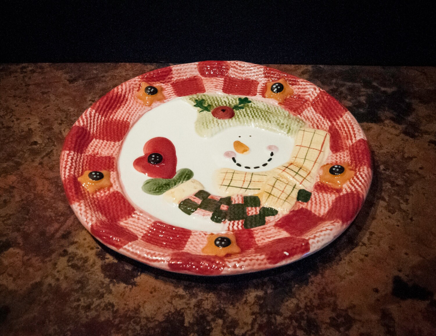 Vintage Winter Snowman Plate