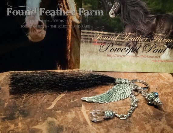 Handmade Horsehair Tassel Key Ring with Silver Charms, Crystals and Jewels