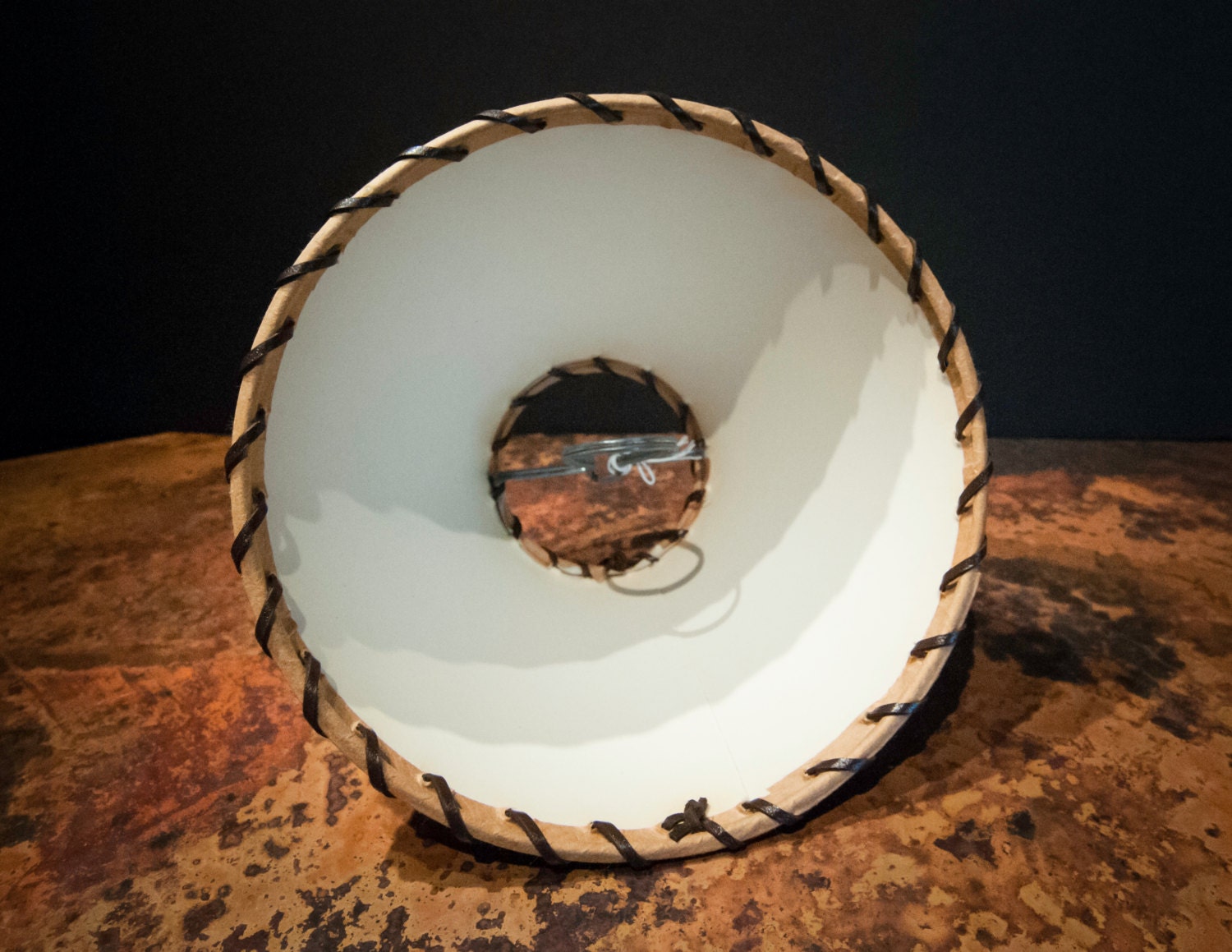 Kraft Paper Lamp Shade with Whip Stitching Details