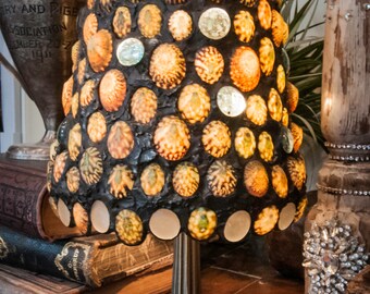 Handmade Limpet Shell Accent Lamp: Tiffany Style, Washed Golden