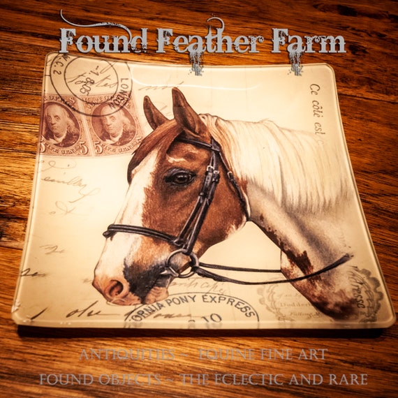 Vintage Inspired Handmade Glass Equine Tray Dish