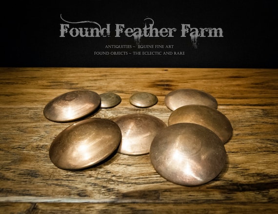 Set of Six Flat Backed Vintage Copper Convex Roundels ~ A great find!