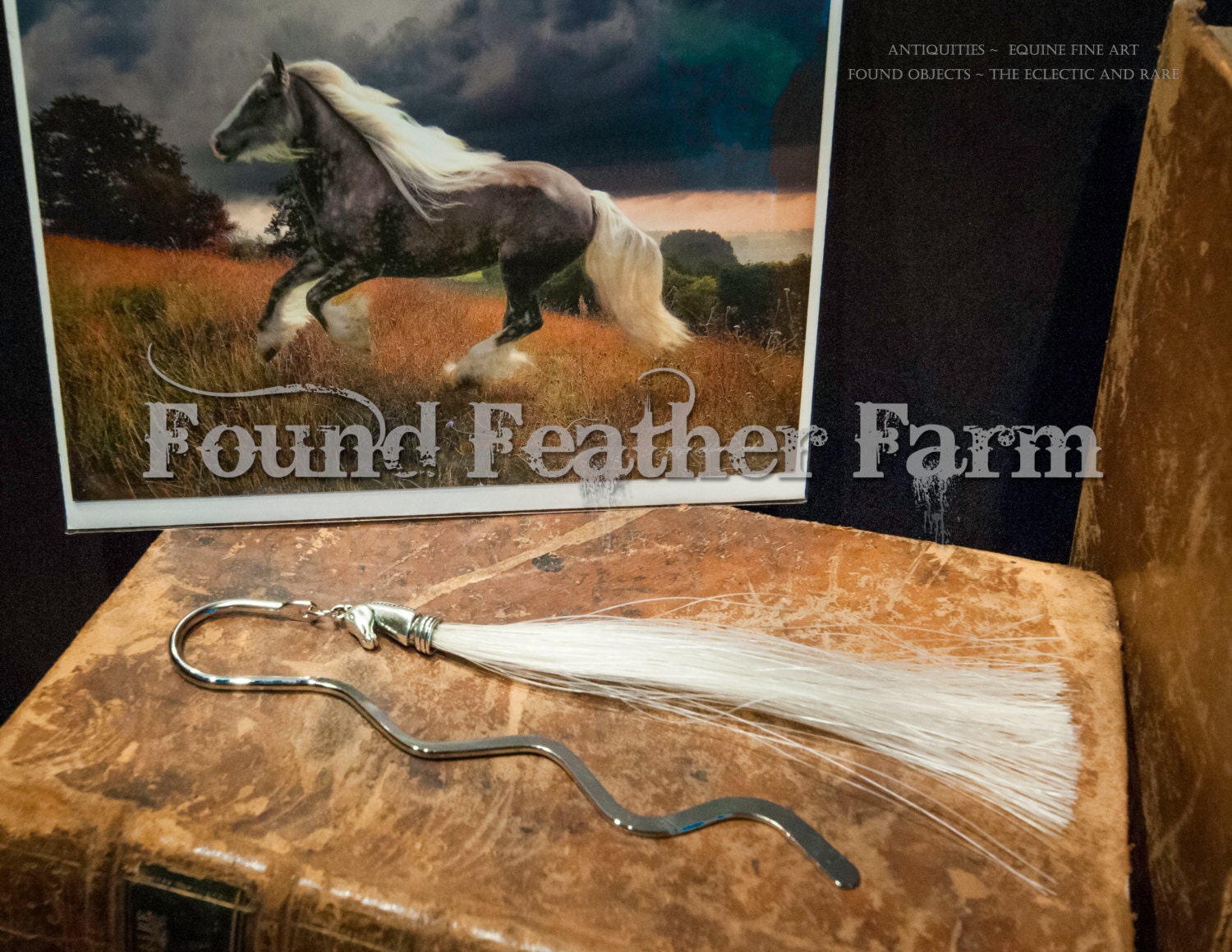 Handmade Horsehair Tassel Bookmark withPewter Horse Head End Cap