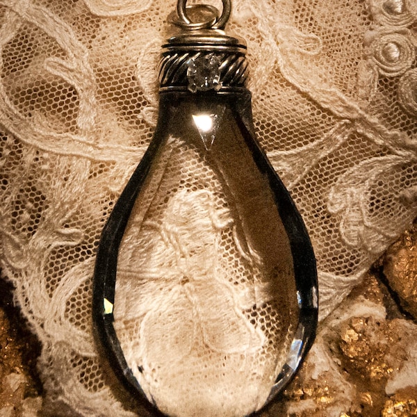 Handmade Soldered Crystal Pendant, Bohemian Jewelry Pendant