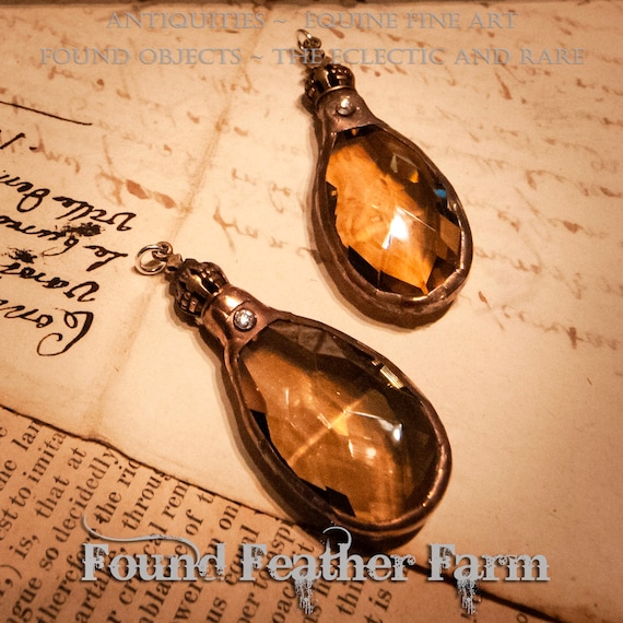 Soldered Honey Toned European Crystal with a Copper Patina and Bronze Crown End Cap