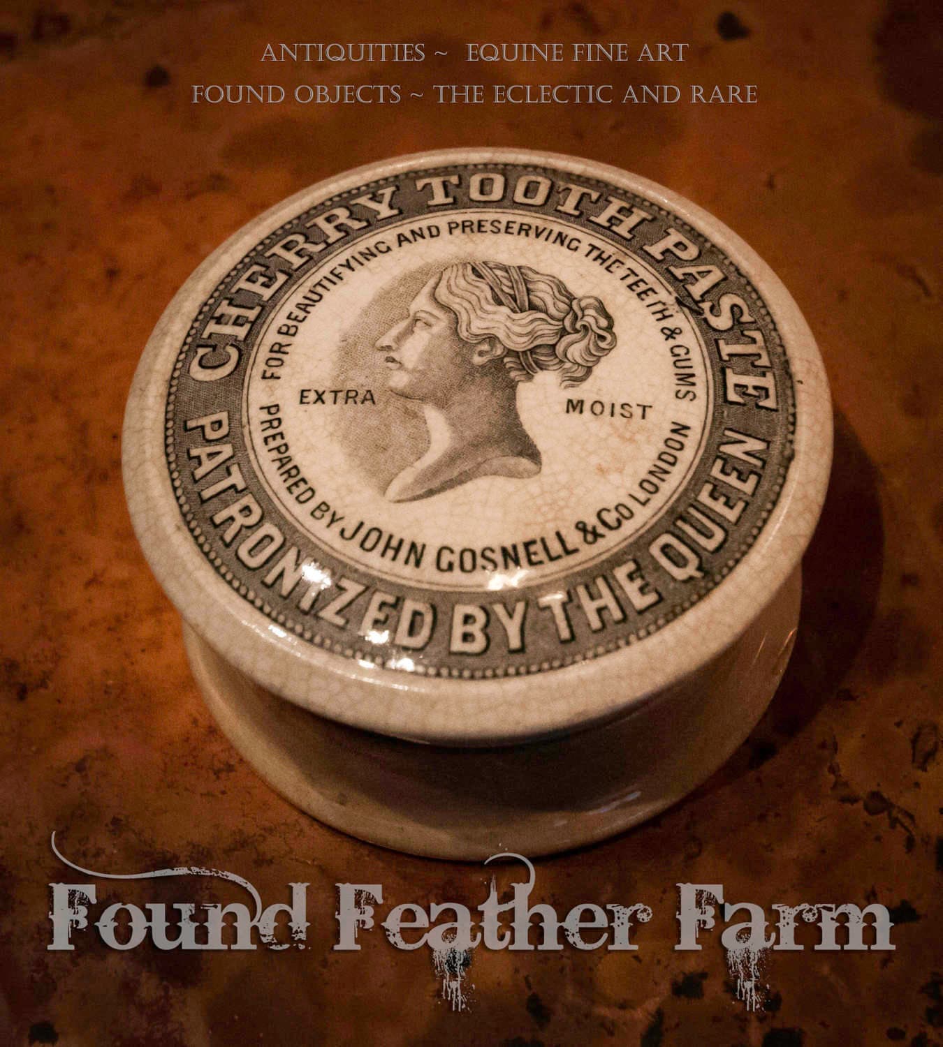 Antique Cherry Toothpaste Ceramic Jar and Lid from the late 19'th