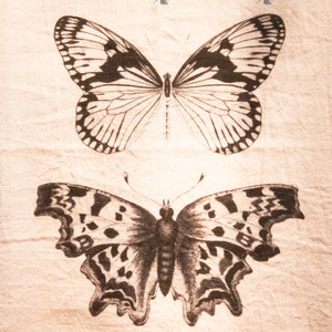 Printed Cotton Flour Sack Tea Towel with Original Vintage &quot;Double Butterfly&quot; Design