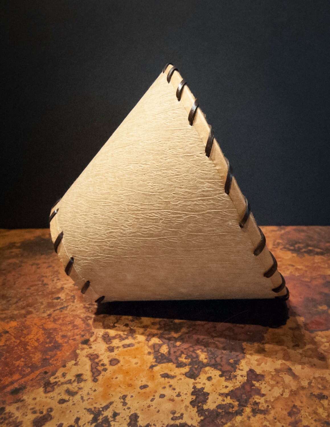 Kraft Paper Lamp Shade with Whip Stitching Details