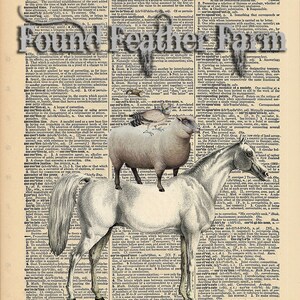 Vintage Antique Dictionary Page with Antique Print &quot;Barn Buddies&quot;