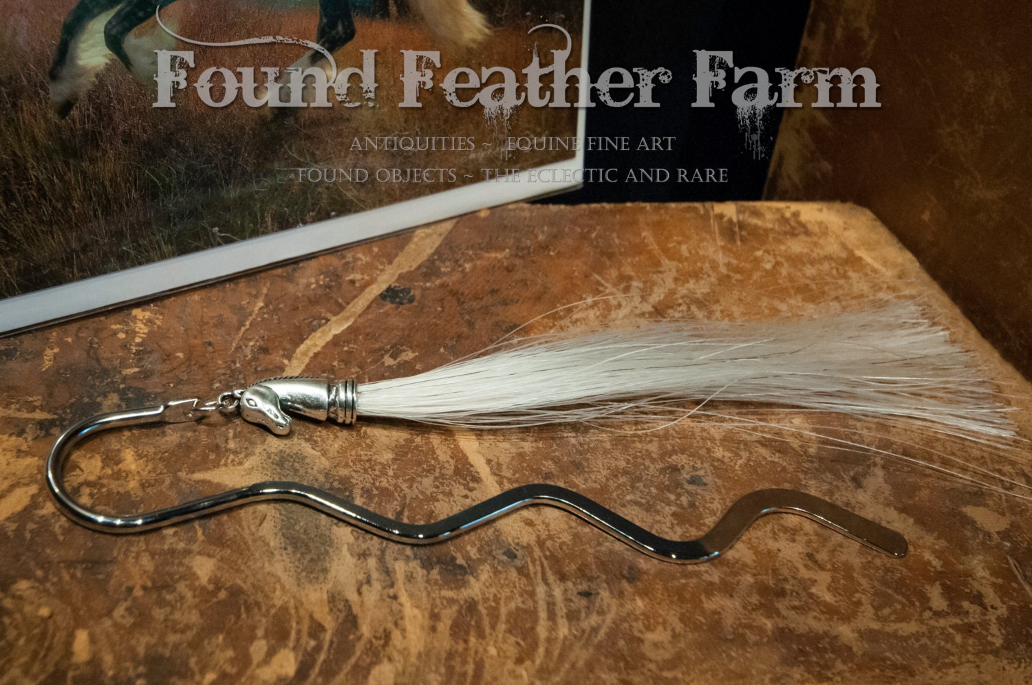 Handmade Horsehair Tassel Bookmark withPewter Horse Head End Cap