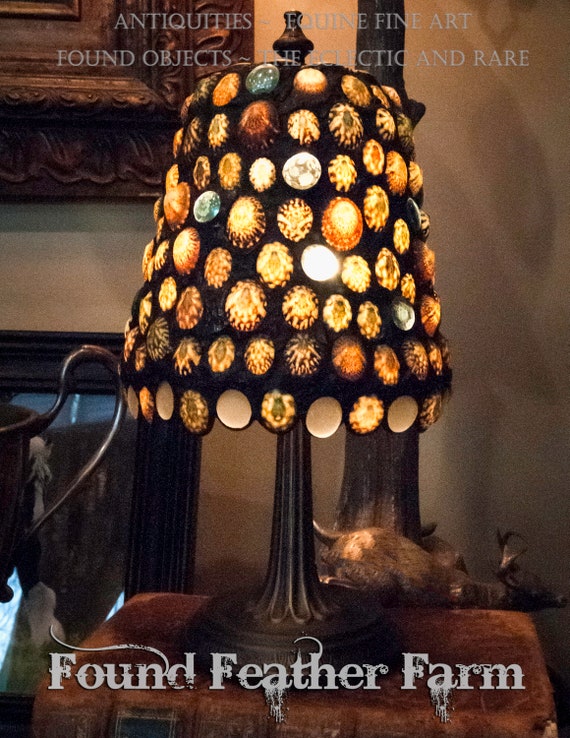 Handmade Limpet Shell Accent Lamp: Tiffany Style, Washed Golden