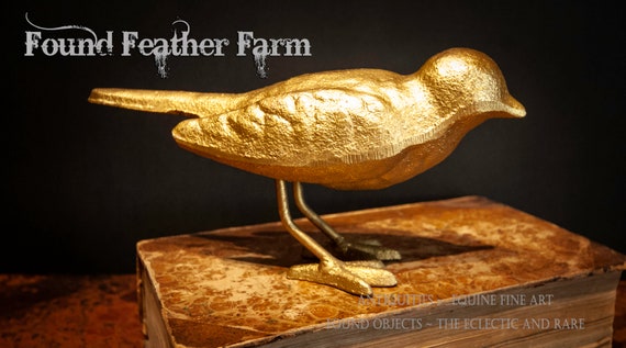 Large Gold Leaf Cast Iron Sparrow