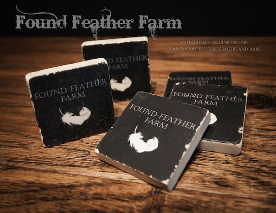 Found Feather Farm Brand Italian Tumbled Marble Magnets