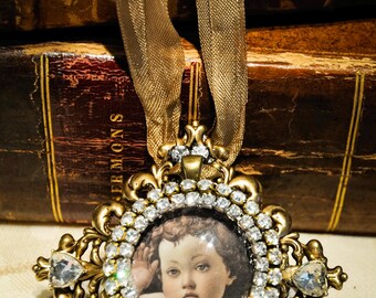 Handmade Renaissance Brass Cabochon Magnet or Ornament