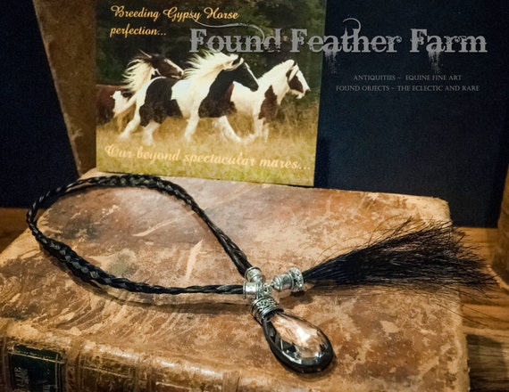 Gypsy Horsehair Flat Braided Bookmark with Swarovski Jewels, Horsehair Tassel and Soldered Crystal