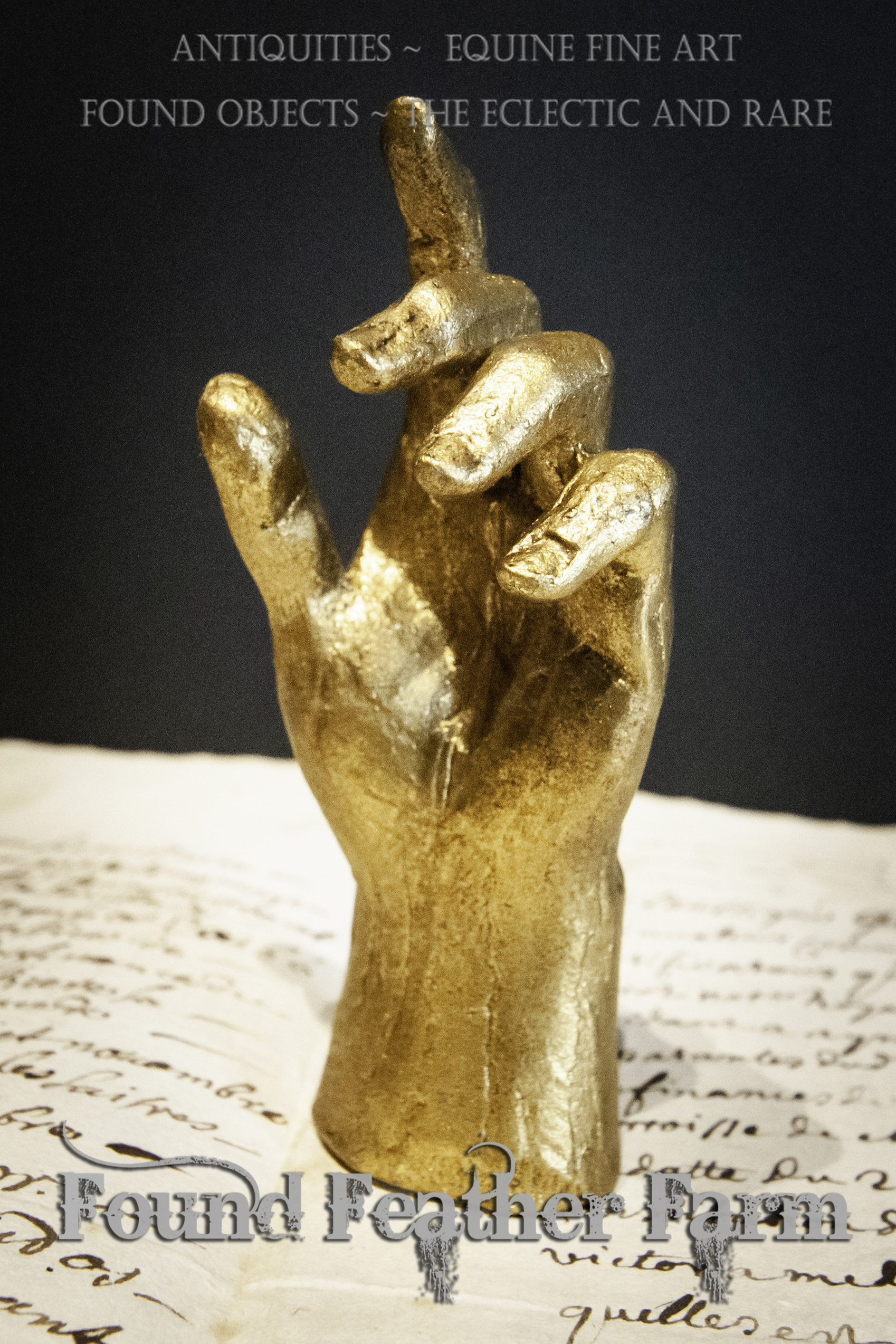 Heavy Pewter Gold Leaf Saint Hand