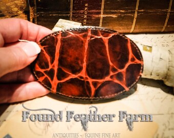 Handmade Vintage Stamped Leather Hair Clasp from Italy