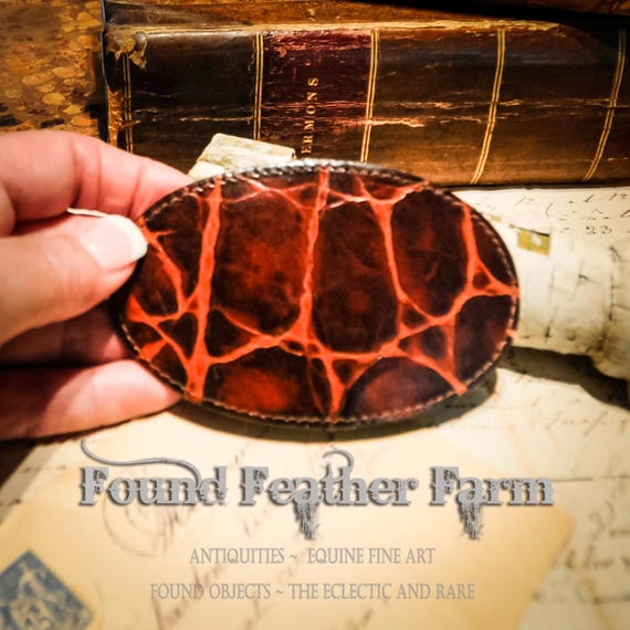 Handmade Vintage Stamped Leather Hair Clasp from Italy