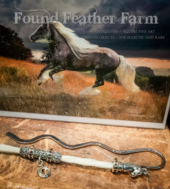 Handmade Horsehair Tassel Bookmark with Sterling Silver Charms and Swarovski Crystals