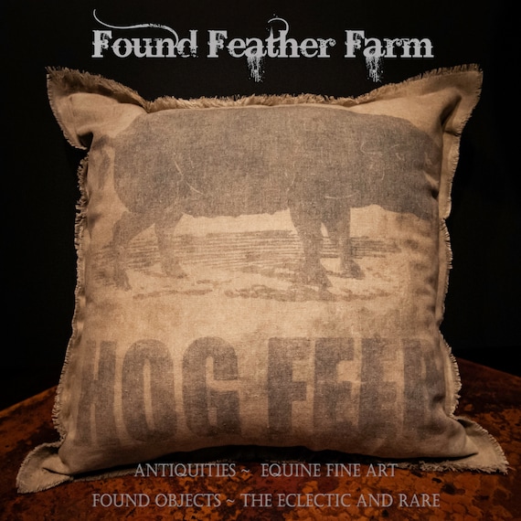 Vintage Handmade Reproduction Hog Feed Sack Pillow