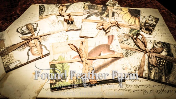 Package of Five Ribbon Tied Handmade Originally Designed String Envelopes With Card