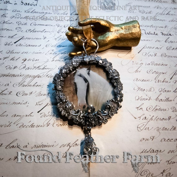 Handmade Gilded Solder Equine Pendant or Ornament Featuring a Gypsy Vanner Horse