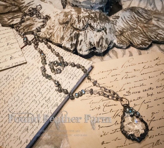 Handmade Vintage French Crystal Pendant and Handmade Necklace