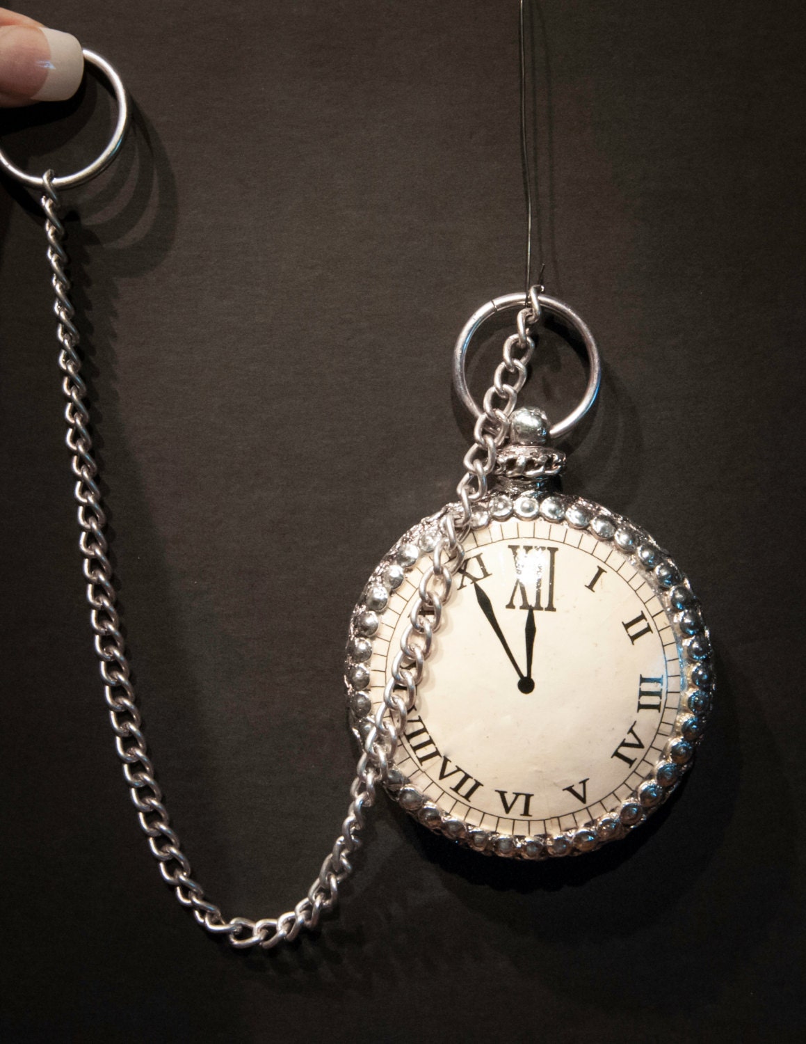 Silver Pocket Watch Holiday Ornament