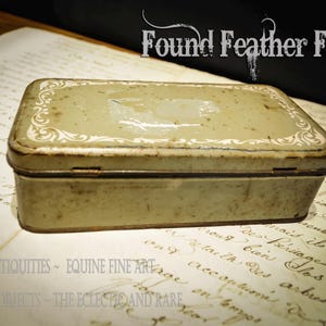 Antique Moss Green Tin Collectible Box