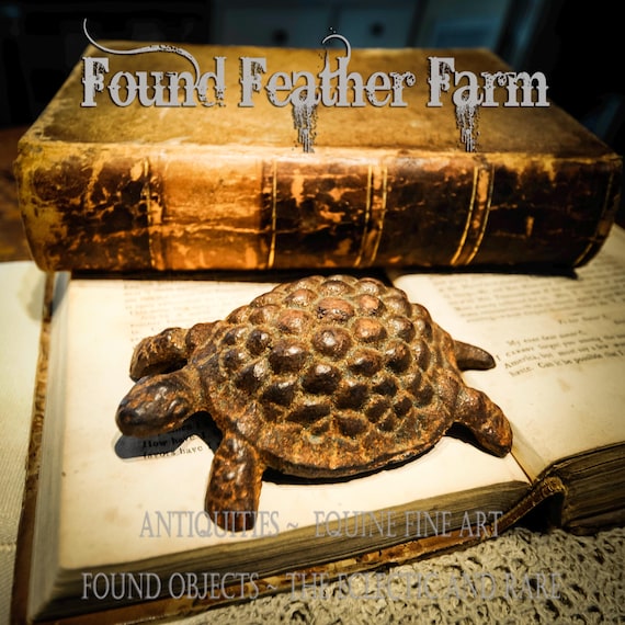 Rusted Antique Iron Turtle Paperweight