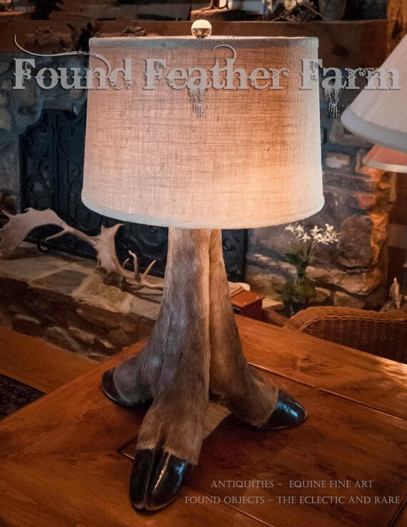 Fabulous Handmade Antique Elk Foot Lamp