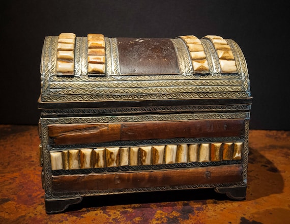 Wooden Box with Inlaid Camel Bone