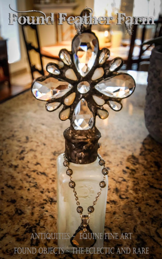 Elements of Grace Collection ~ Handmade Antique Glass Cross Bottle with a Rare Late 1800's Antique Bottle